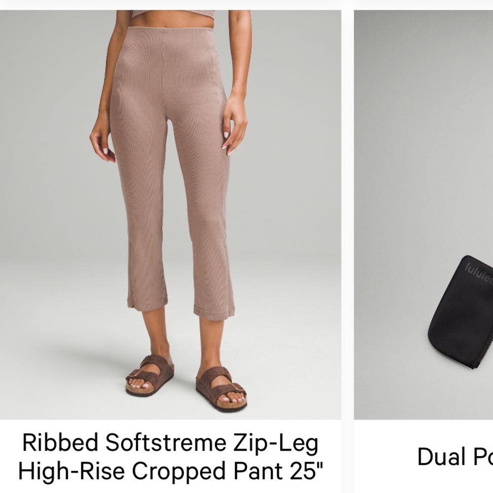 Ribbed Softstreme Zip-Leg High-Rise Cropped Pant 25" - Tan